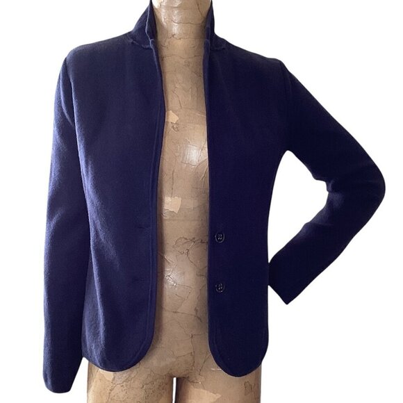 Ann Taylor Sweater Knit Blazer Sz M Navy Blue Cotton Wool Blend #279S - Picture 4 of 10